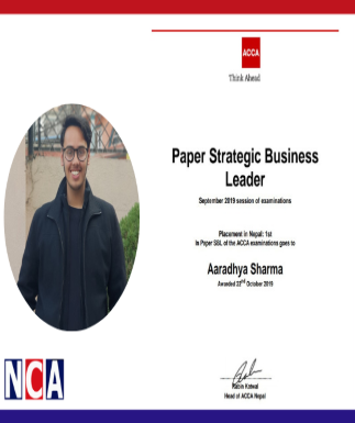 Aaradhya Sharma secures ANR-1 in SBL, ACCA