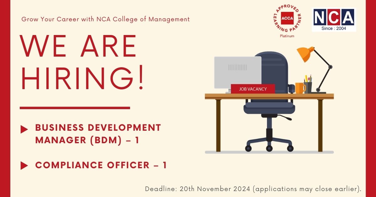 Vacancy for Various Positions at NCA College of Management